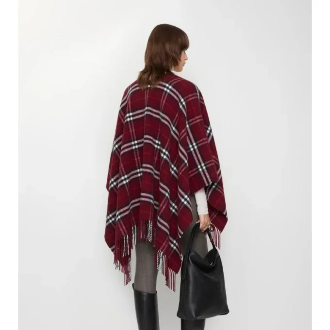 Check Wool Cashmere Cape
