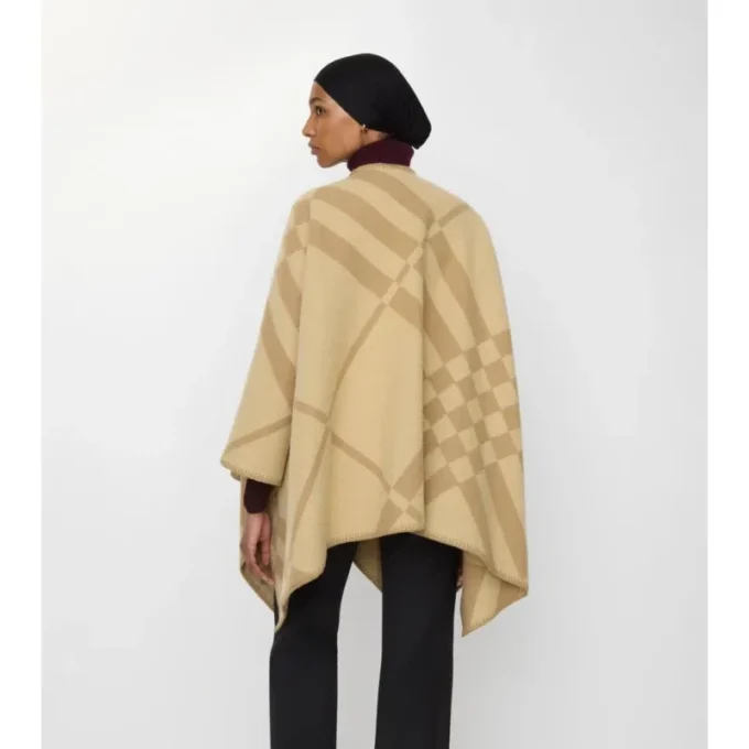 Check Wool Cashmere Cape