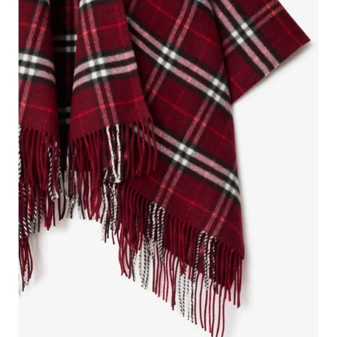 Check Wool Cashmere Cape