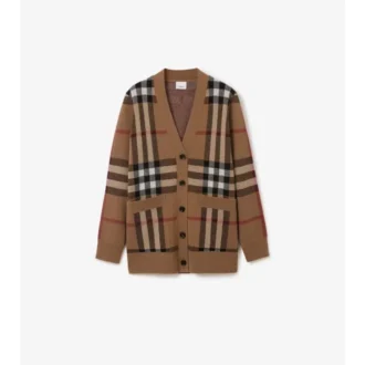 Check Wool Cashmere Cardigan