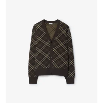 Check Wool Cashmere Cardigan