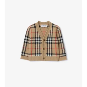 Check Wool Cashmere Cardigan