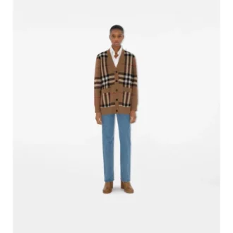 Check Wool Cashmere Cardigan