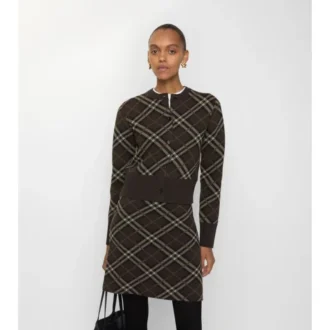 Check Wool Cashmere Cardigan