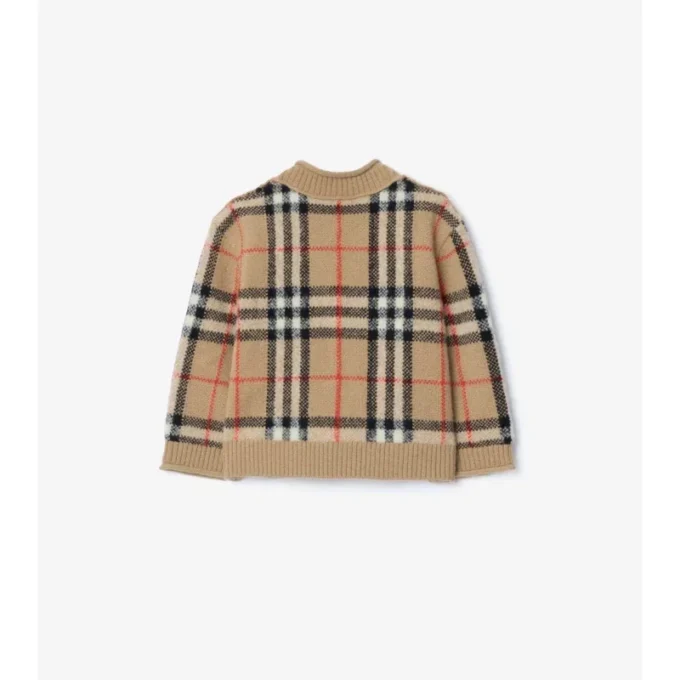 Check Wool Cashmere Cardigan