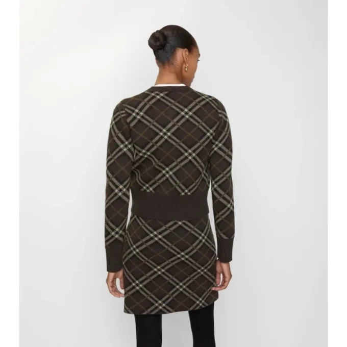 Check Wool Cashmere Cardigan