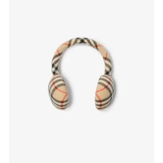 Check Wool Cashmere Earmuffs