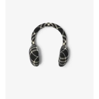 Check Wool Cashmere Earmuffs