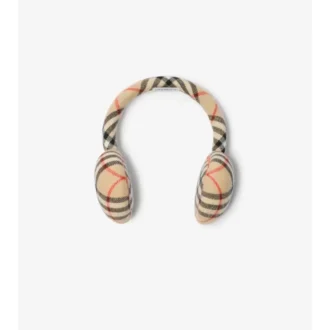 Check Wool Cashmere Earmuffs
