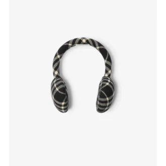 Check Wool Cashmere Earmuffs