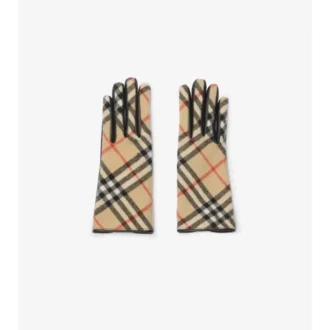 Check Wool Cashmere Gloves