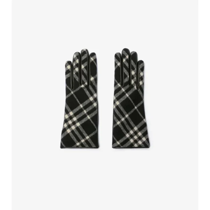 Check Wool Cashmere Gloves