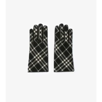 Check Wool Cashmere Gloves