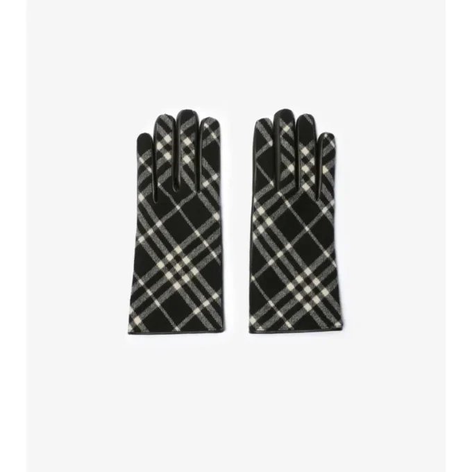 Check Wool Cashmere Gloves