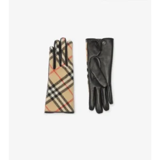 Check Wool Cashmere Gloves