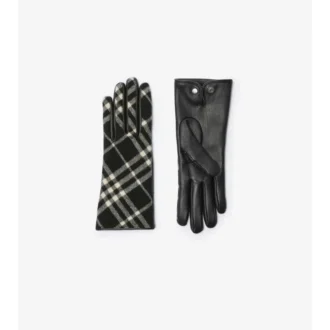 Check Wool Cashmere Gloves