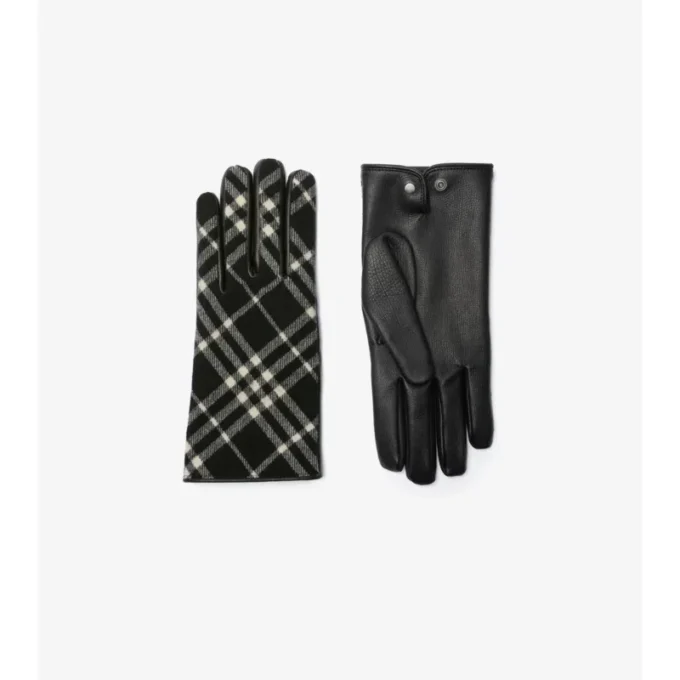 Check Wool Cashmere Gloves