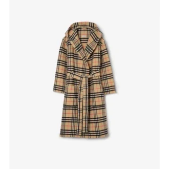 Check Wool Cashmere Robe
