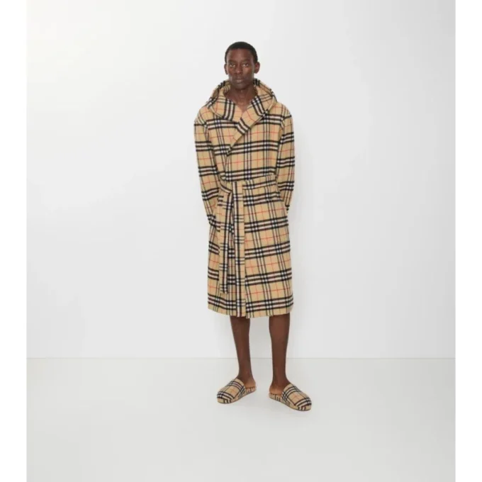 Check Wool Cashmere Robe