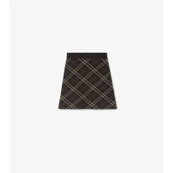 Check Wool Cashmere Skirt
