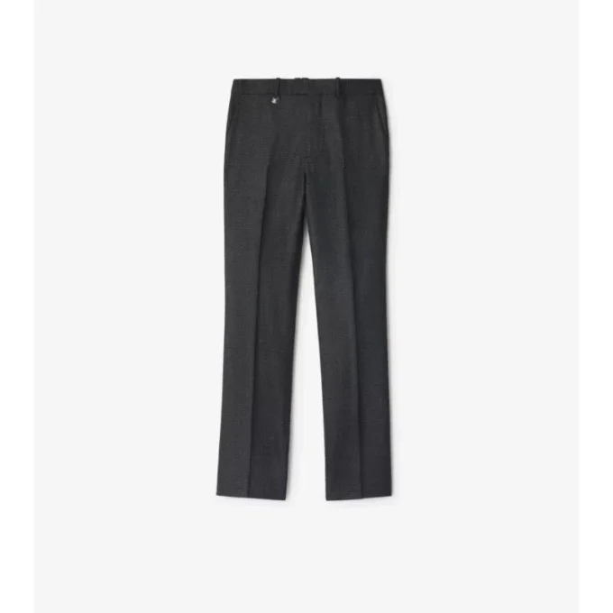 Check Wool Cashmere Tailored Trousers