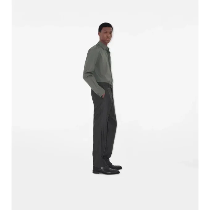 Check Wool Cashmere Tailored Trousers