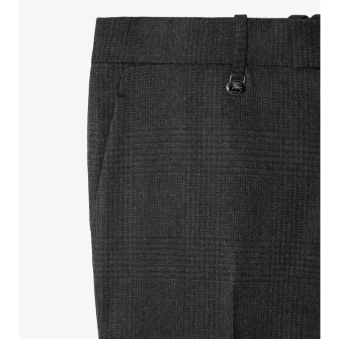 Check Wool Cashmere Tailored Trousers