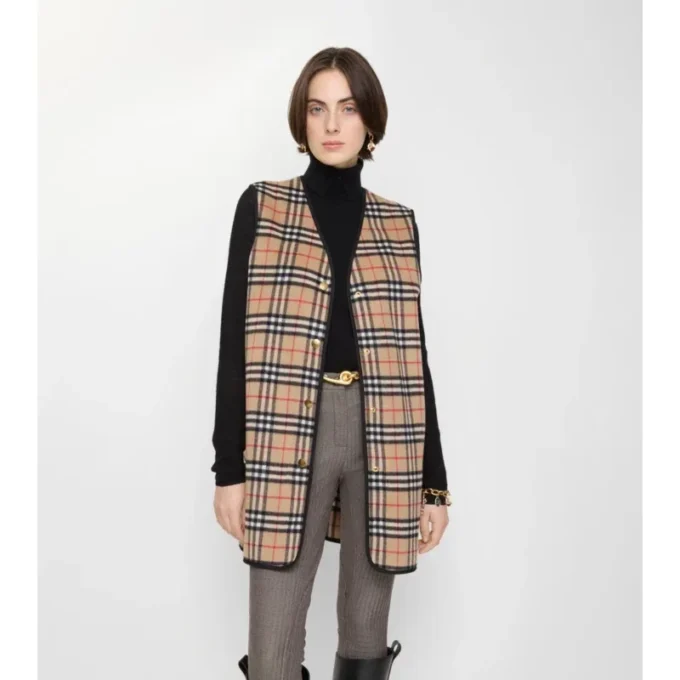 Check Wool Cashmere Warmer