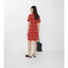 Check Wool Cotton Polo Shirt Dress