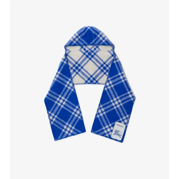 Check Wool Hooded Scarf