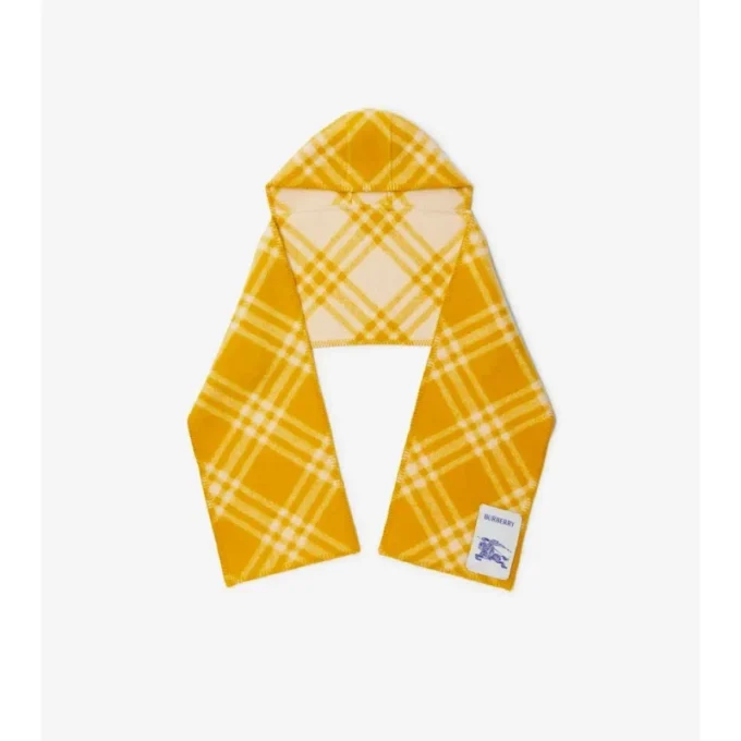 Check Wool Hooded Scarf