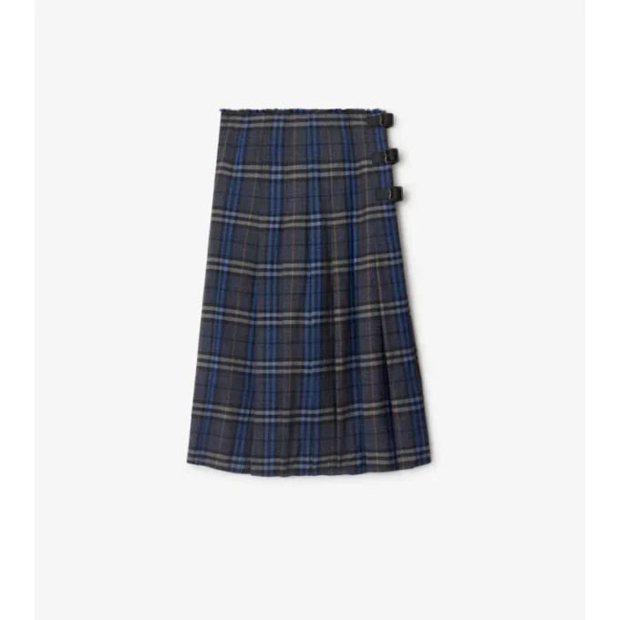 Check Wool Midi Kilt