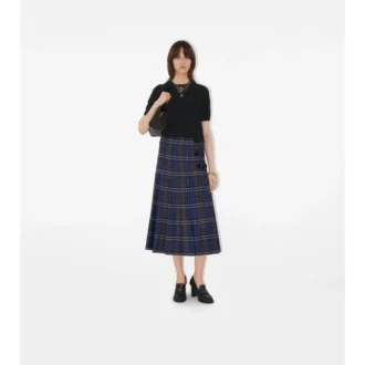 Check Wool Midi Kilt