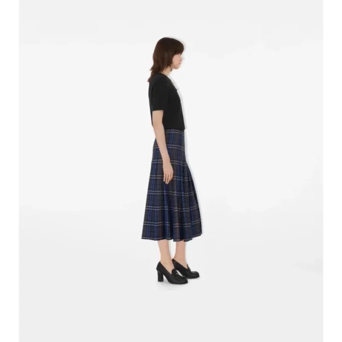 Check Wool Midi Kilt