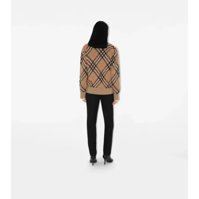Check Wool Mohair Blend Cardigan