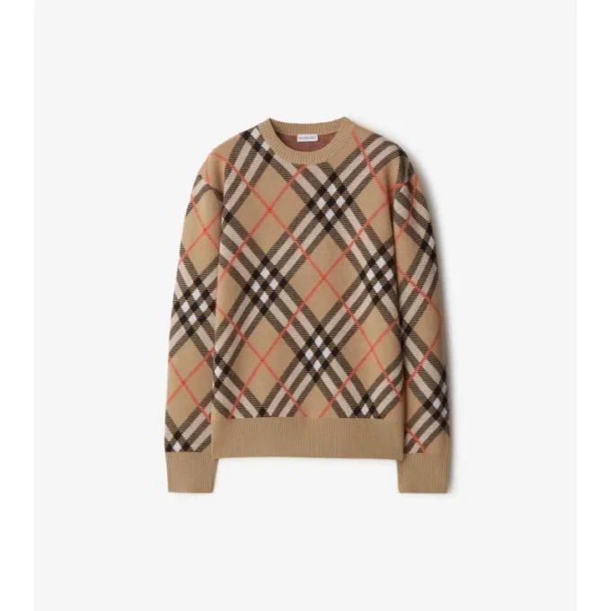 Check Wool Mohair Blend Sweater