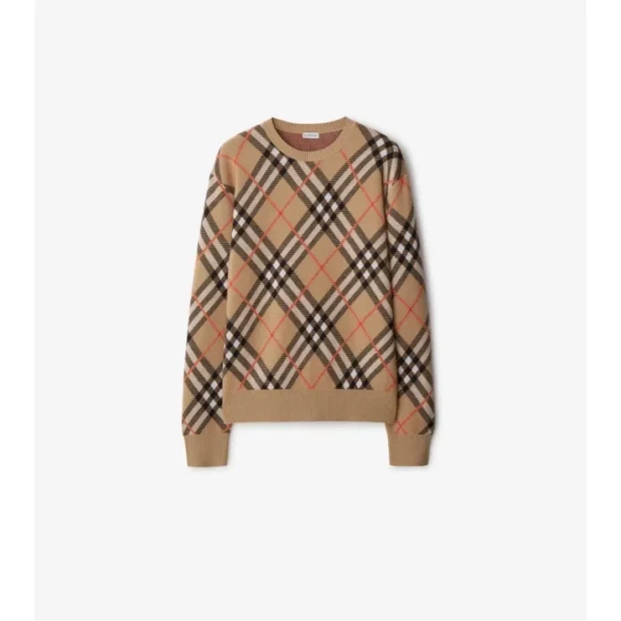 Check Wool Mohair Blend Sweater