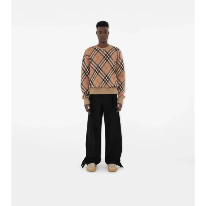 Check Wool Mohair Blend Sweater