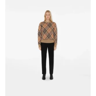 Check Wool Mohair Blend Sweater