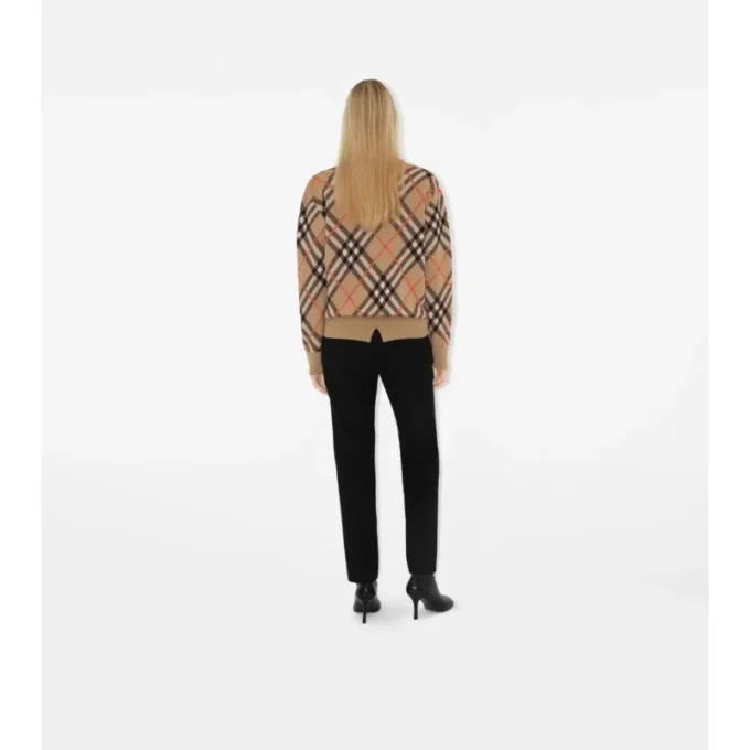 Check Wool Mohair Blend Sweater