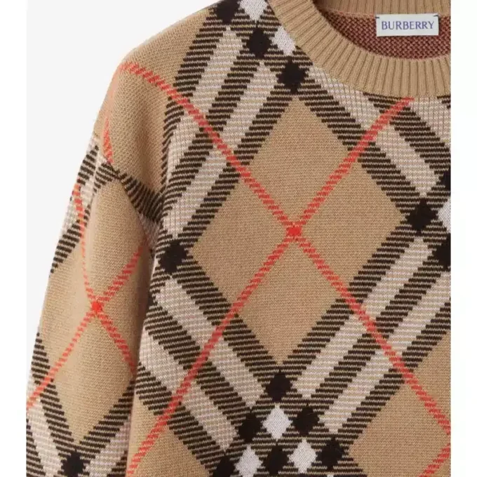 Check Wool Mohair Blend Sweater