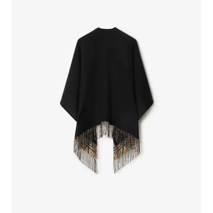 Check Wool Reversible Cape