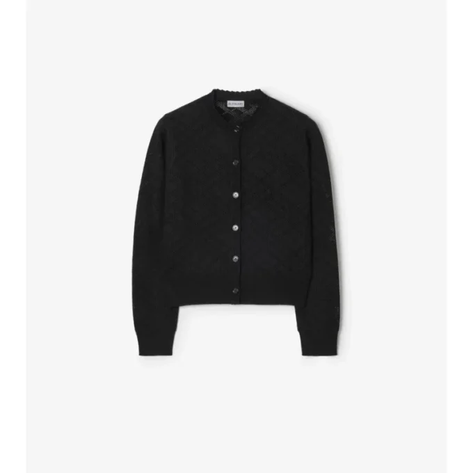 Check Wool Silk Cardigan