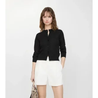 Check Wool Silk Cardigan