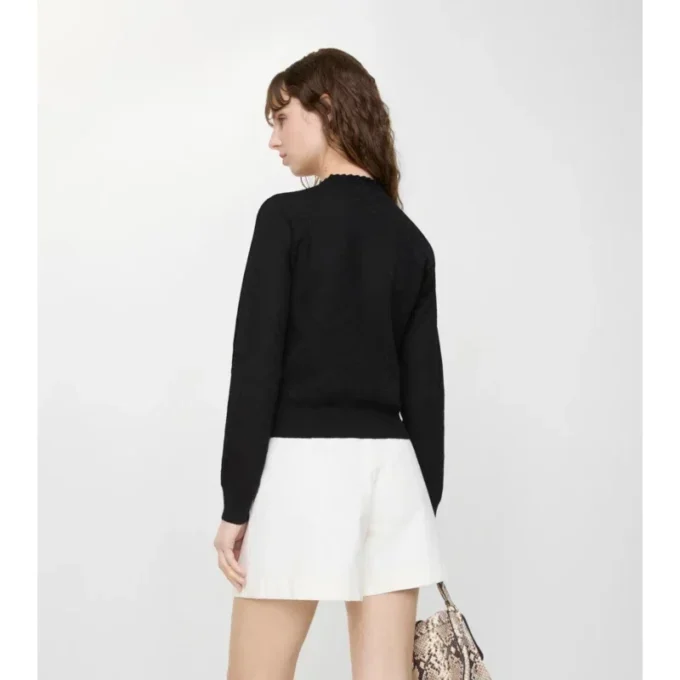 Check Wool Silk Cardigan