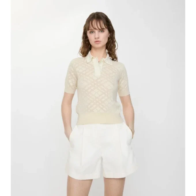Check Wool Silk Polo Shirt