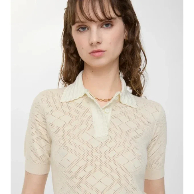 Check Wool Silk Polo Shirt