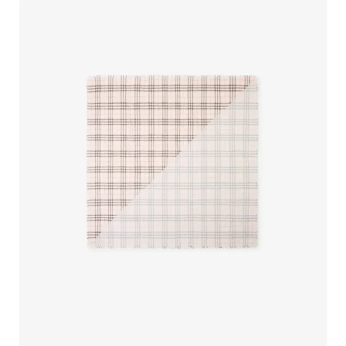 Check Wool Silk Scarf