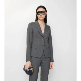 Check Wool Tailored Jacket