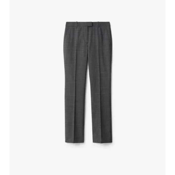 Check Wool Tailored Trousers